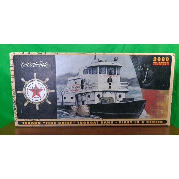 Vintage New Ertl Texaco 2000 Edition "FIRE CHIEF" Tugboat Bank 1st Series‎ - Picture 1 of 10